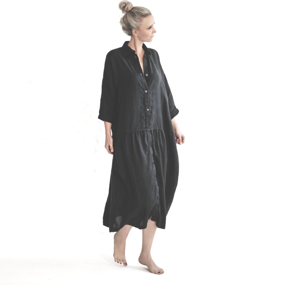 Seaside Tones linen button oversize shirtdress OS OSFM.  -1G